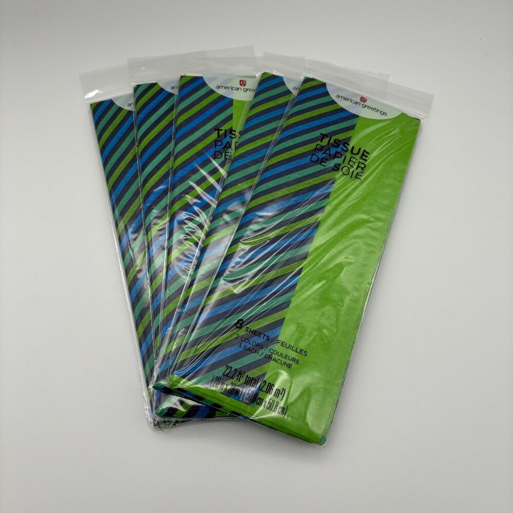 American Greetings Tissue Paper Blue Green (40 sheets total) NEW Christmas